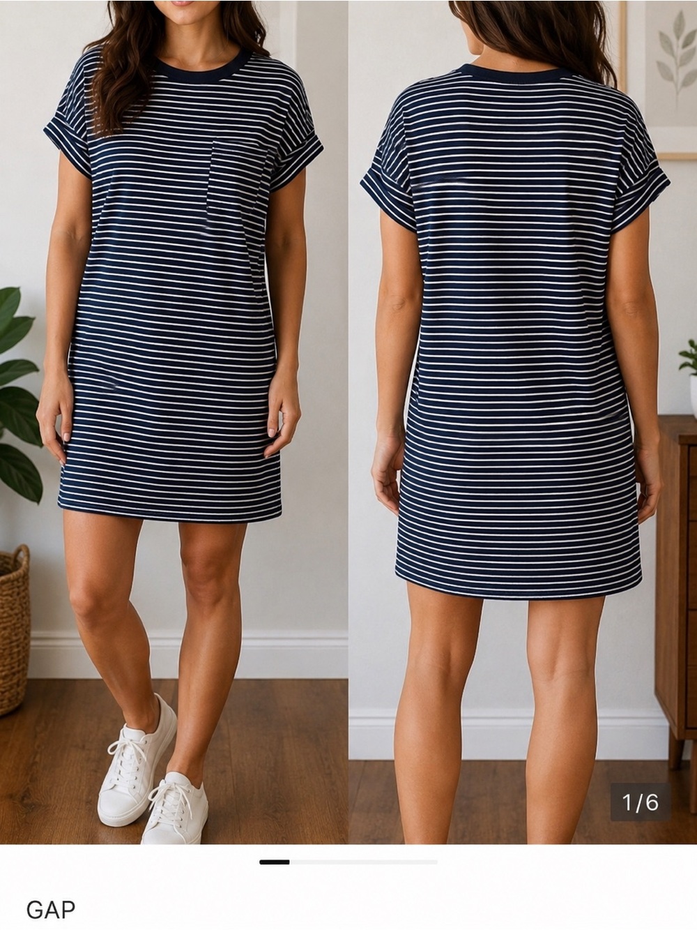 GAP Navy and White Striped T-shirt dress